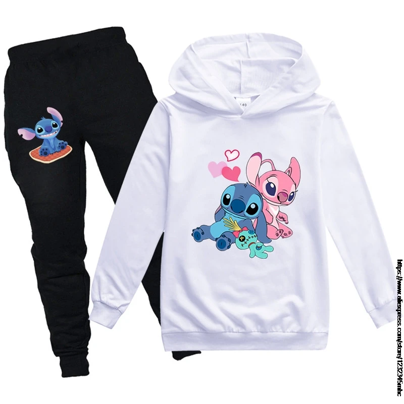 

Disney autumn Stitch Baby Casual Tracksuit Children Boy Girl Cotton hoody Pants 2PcsSets Kids Leisure Sport Suit Infant Clothing