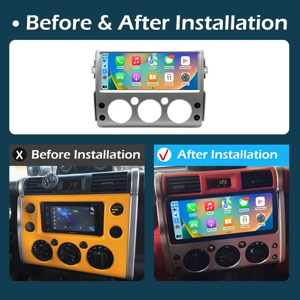Беспроводная GPS-навигация Carplay для Toyota FJ Cruiser 2007 2008 2009 2010 2011-2013, Bluetooth-вентилятор охлаждения, авторадио, головное устройство (art.: 3920ceeee4f06) - 3920ceeee4f06