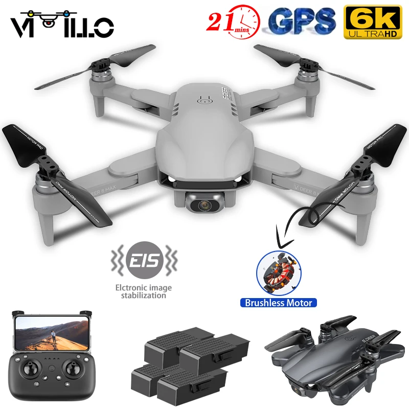 

Дрон Vimillo Lu8 Max с камерой 8K HD двойной широкоугольный 5GWIFI Квадрокоптер бесщеточный Радиоуправляемый Дрон 6K GPS Профессиональный PK LS38