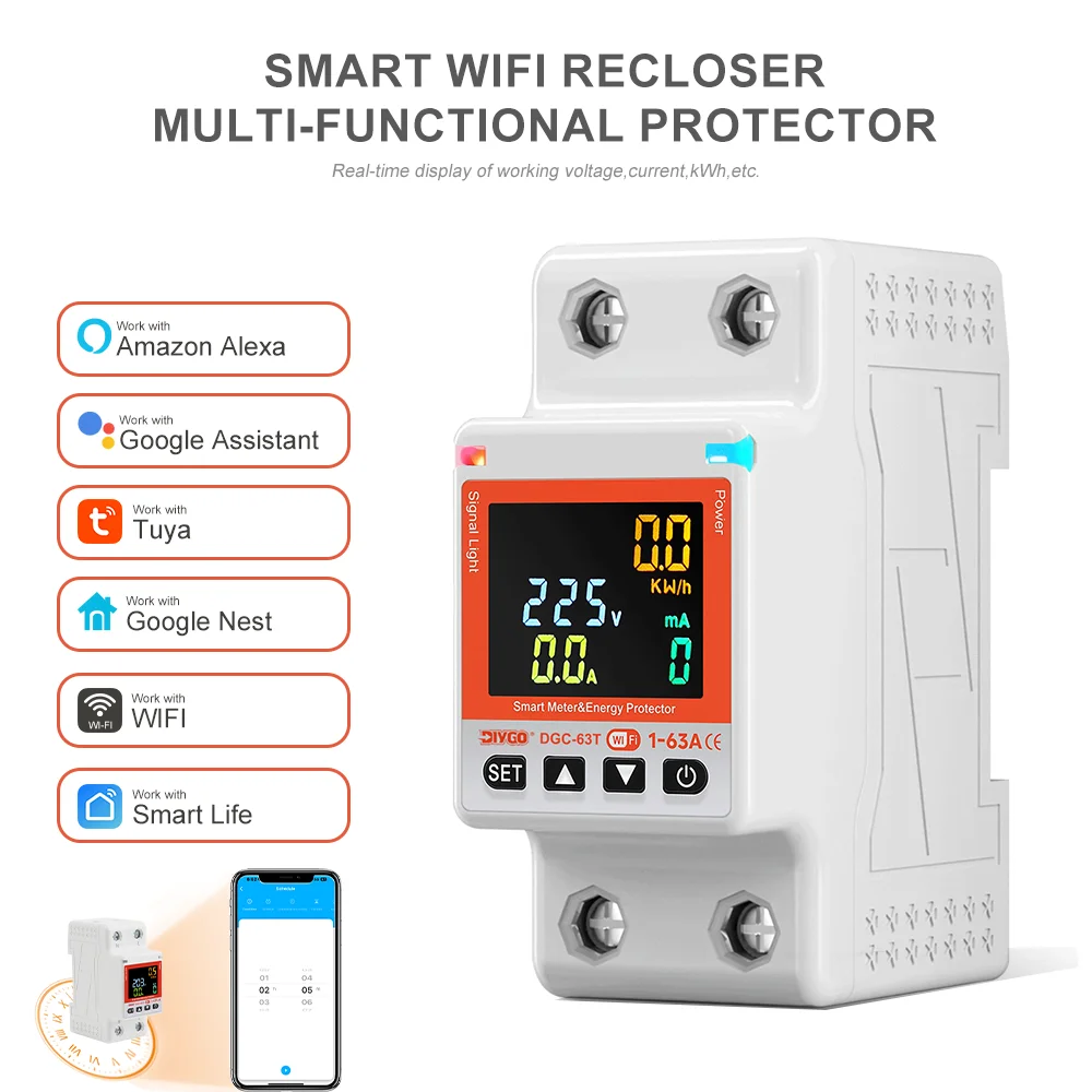 

Smart WiFi Автоматический выключатель DGC-63T DIY GO