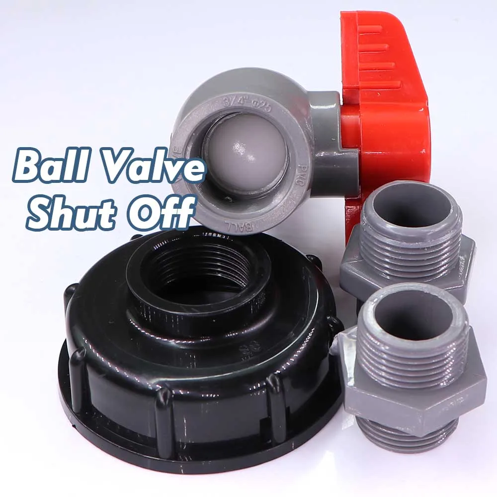 Адаптер шарового клапана из ПВХ 1/2 дюйма 3/4 1 дюйм бак IBC с грубой резьбой S60x6 1000 л