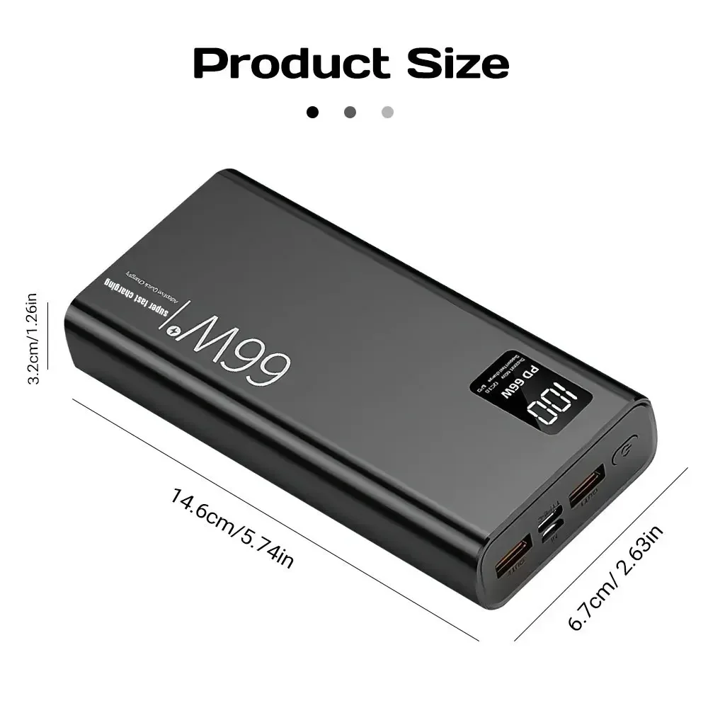 Power Bank 100000 мАч для Xiaomi iPhone Samsung 66 Вт, сверхбыстрая зарядка для 22,5 Вт, встроенный 4 кабеля, портативный цифровой внешний аккумулятор (art.: 3920d0fc94366) - 3920d0fc94366