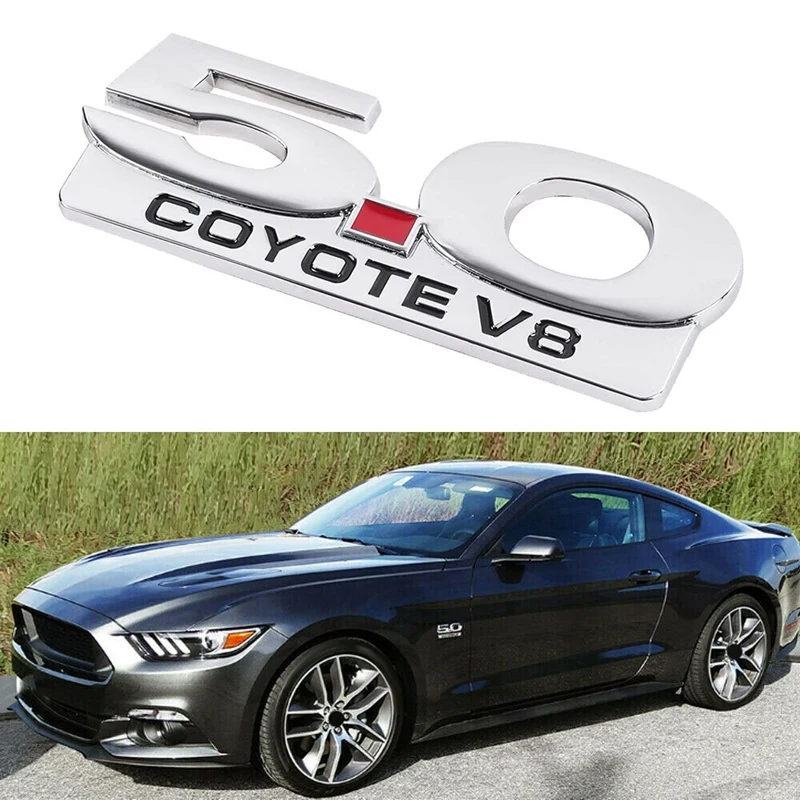 

2X 5.0 Coyote V8 Emblem For 11-14 Ford Mustang F150 F250 Chrome Side Body Fender Emblems Decal Sticker Badge Nameplate