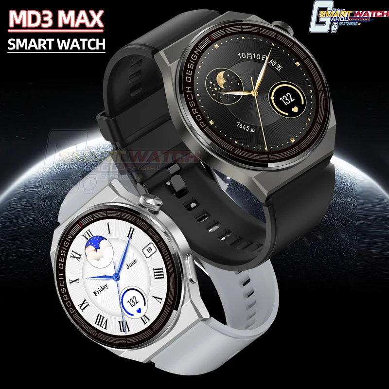 

MD3 Max Smart Watch Men Bluetooth Call DIY Wallpaper Heart Rate Blood Pressure Sports Smartwatch PK AW13 DT3 GT3 Pro for HUAWEI