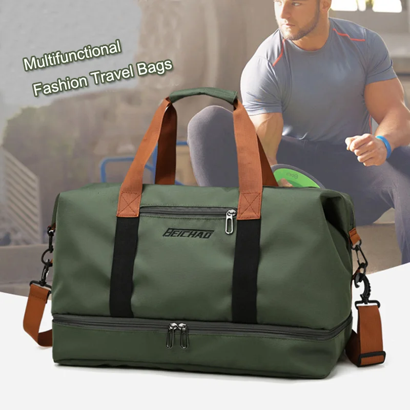 

Men Gym Bags For Fitness Training Outdoor Travel Waterproof Sport Bag Multifunction Dry Wet Separation Backpack