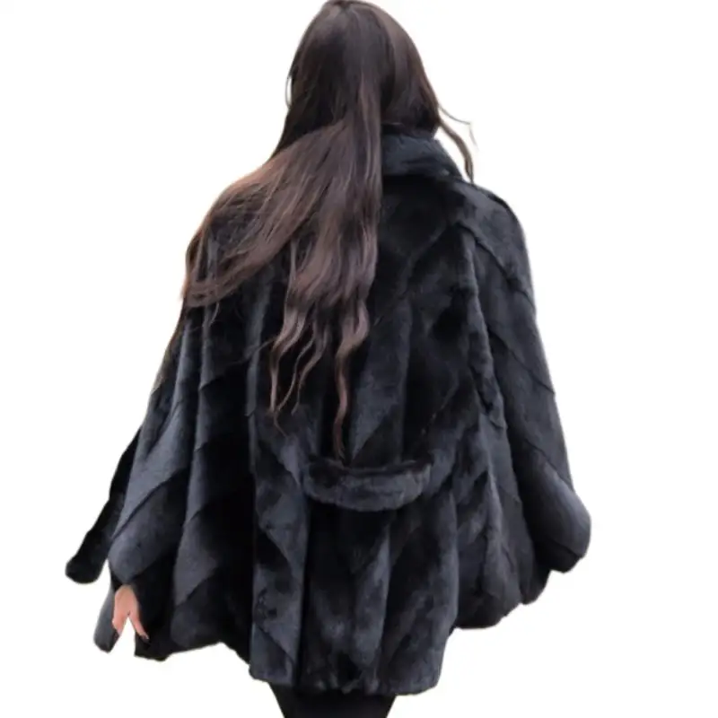 Luxury Real Mink Fur Coat Stand Collar Bat Sleeve Natural Fur Coat For Women Winter Outwear With Real Fur Genuine Outer Clothing