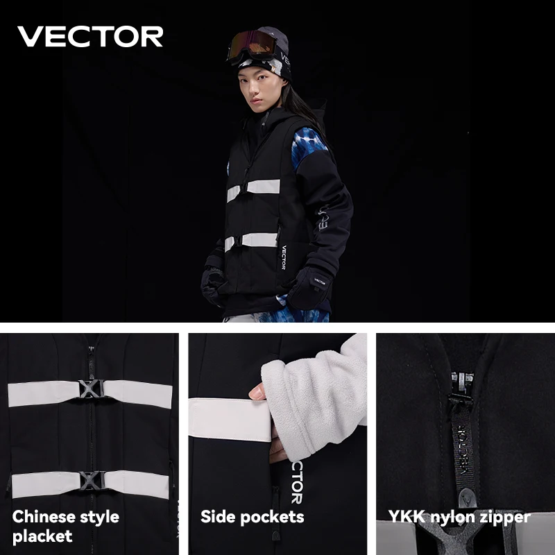 VECTOR P Хлопковый лыжный жилет с передней частью водонепроницаемый дышащий не
