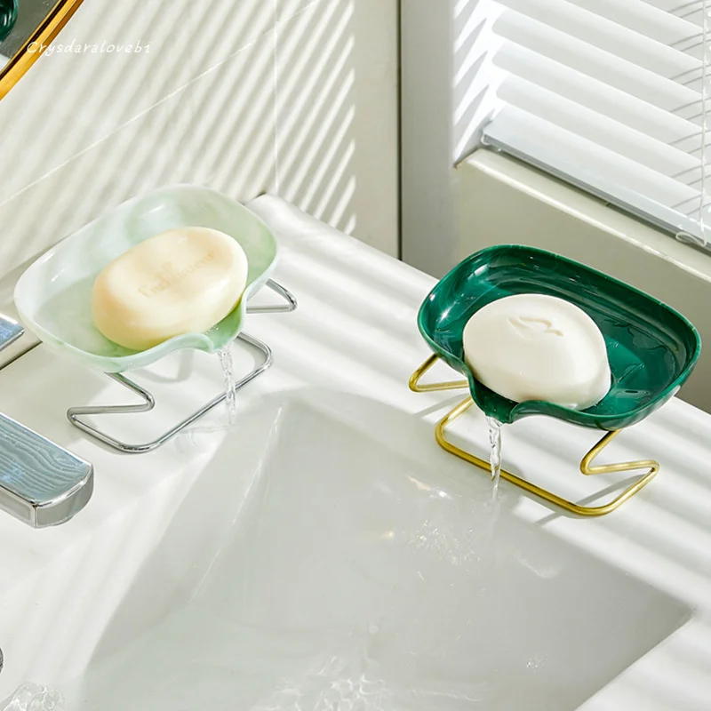 

Light Luxury Toilet Soap Dish Drain Soap Dish Storage Rack Household Soap Dish Tray Shelf No Punching