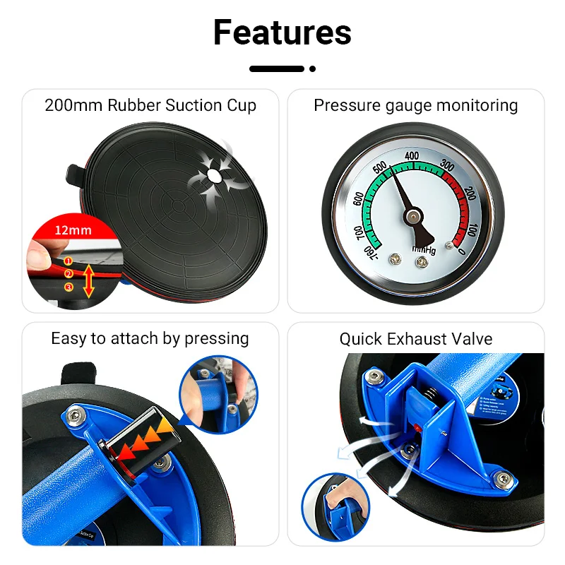 Сверхмощный воздушный насос Вакуумные присоски тройной резиновый диск плитка