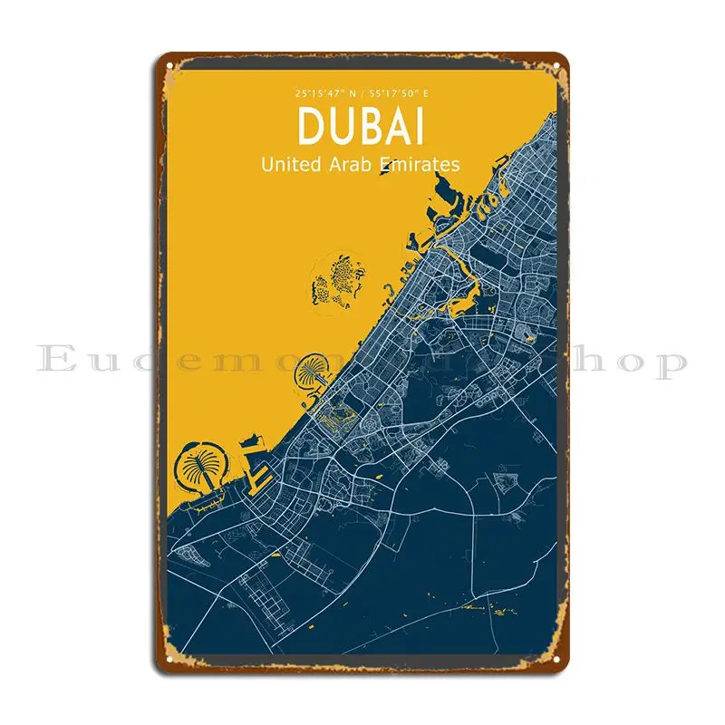 

Синяя карта Дубая, плакат, металлический плакат, гаражные таблички, Настенная роспись, кинотеатр, индивидуальная роспись жестяной плакат