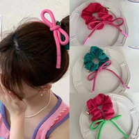 cute large beads elastic hair band hand knitted knotted hair ties bow ponytail hair rope for kids hair accessories for girls