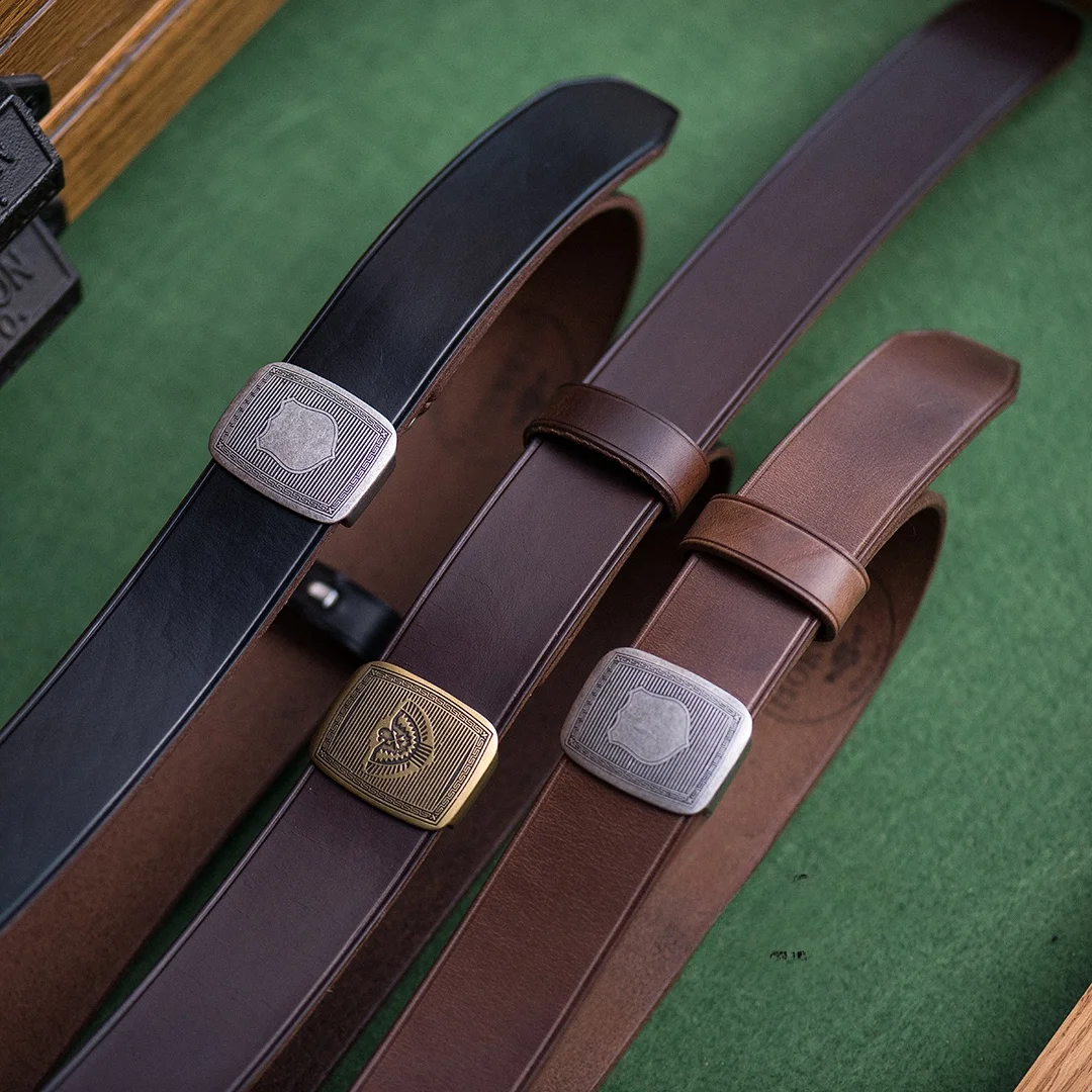 Кожаный ремень Horween Holvin в американском винтажном стиле с петлей и пряжкой