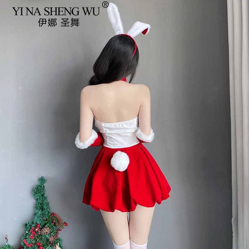 Рождественский костюм сексуальная униформа кролика для девочек искушение