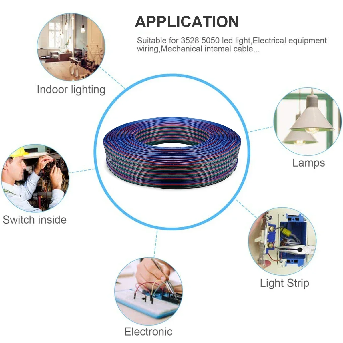 4-контактный светодиодный кабель электрические провода 5-100 м 22AWG 20AWG 18AWG луженый
