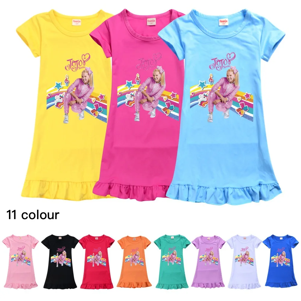 

New Girls Nightgown Cotton JOJO Siwa Dresses for Girls Baby Sleepwear Summer Teenage Girl SleepDress Child Night Gown