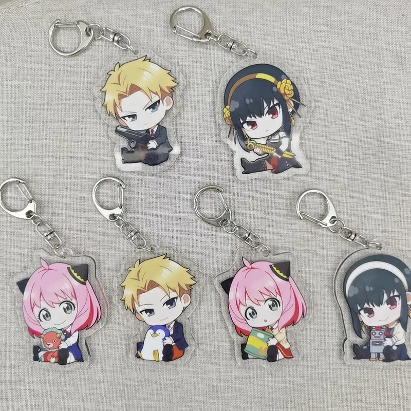 

Шпионский брелок для ключей с персонажами семьи, акриловый, с милыми фигурками аниме, с двусторонней подвеской