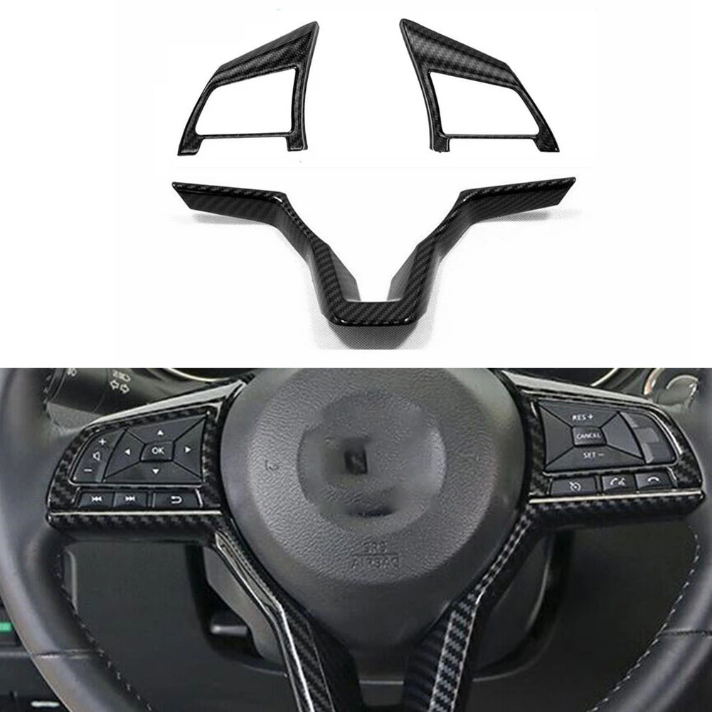

Interior Accessories Steering Wheel Trim Anti-corrosion Carbon Fiber Style For Nissan Sentra 2020 2021 High-quality ABS
