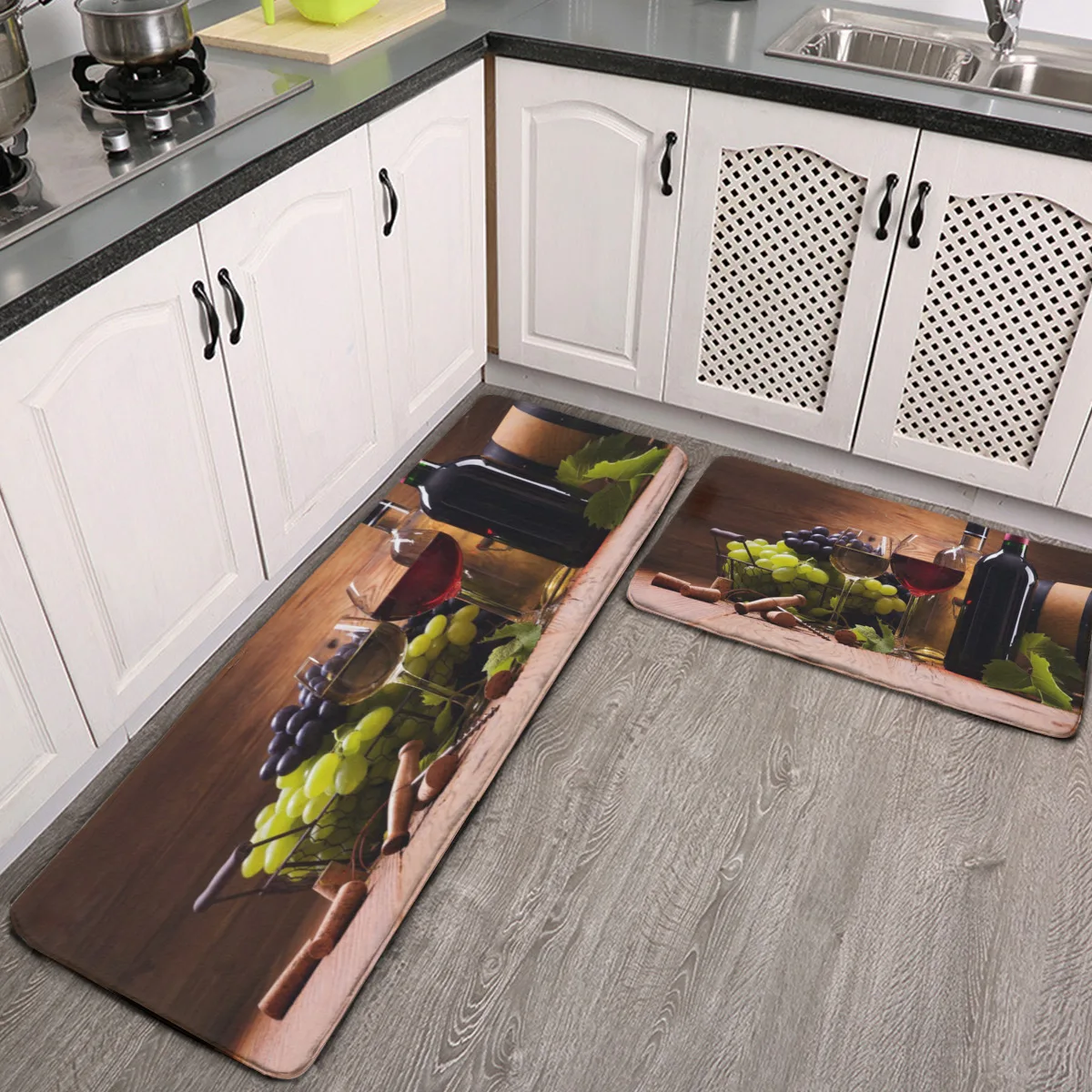 

Anti Fatigue Kitchen Rug Set 2 Piece Glasses Of Red White Wine Cushioned Kitchen Floor Mat Non Slip Kitchen Runner Waterproof Co