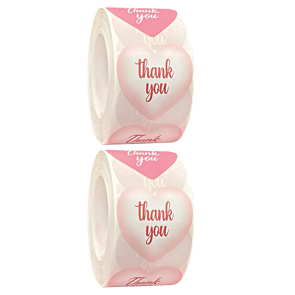 

2 Rolls Heart Stickers Roll Heart Thank Labels Bridal Shower Stickers for Cards Envelope Bridal Shower ( Assorted Color )