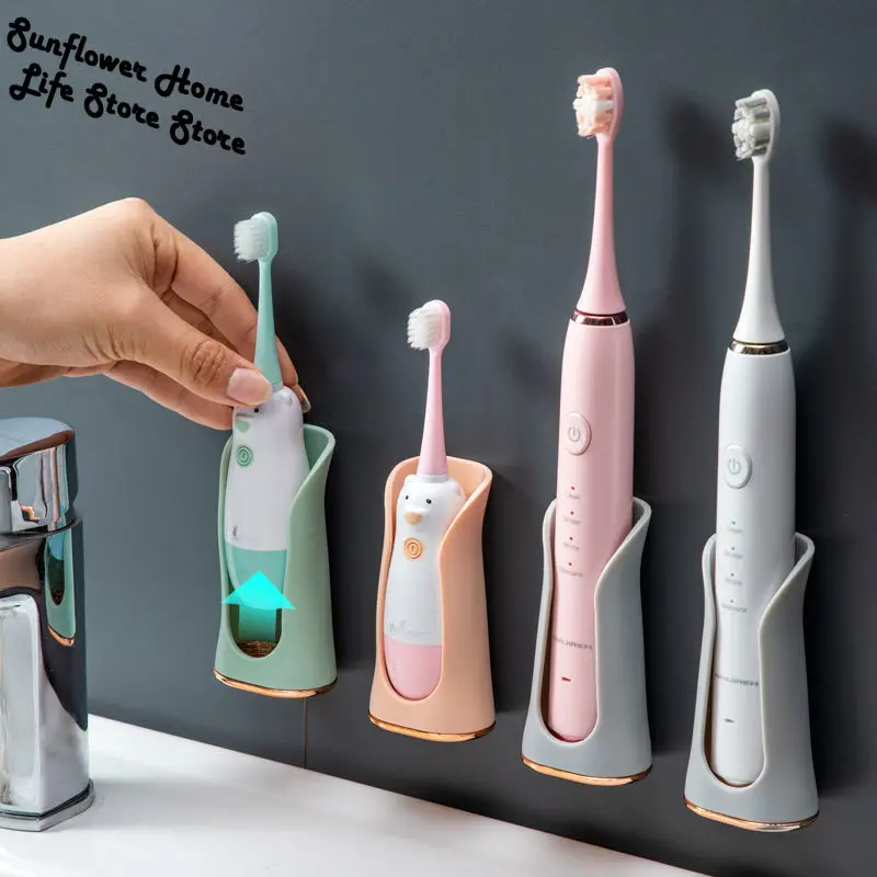 

Electric Toothbrush Holders Wall-Mounted Punch-free Silicone Toothbrush Rack Hanger Organizer Hooks Bathroom Accessories Storage