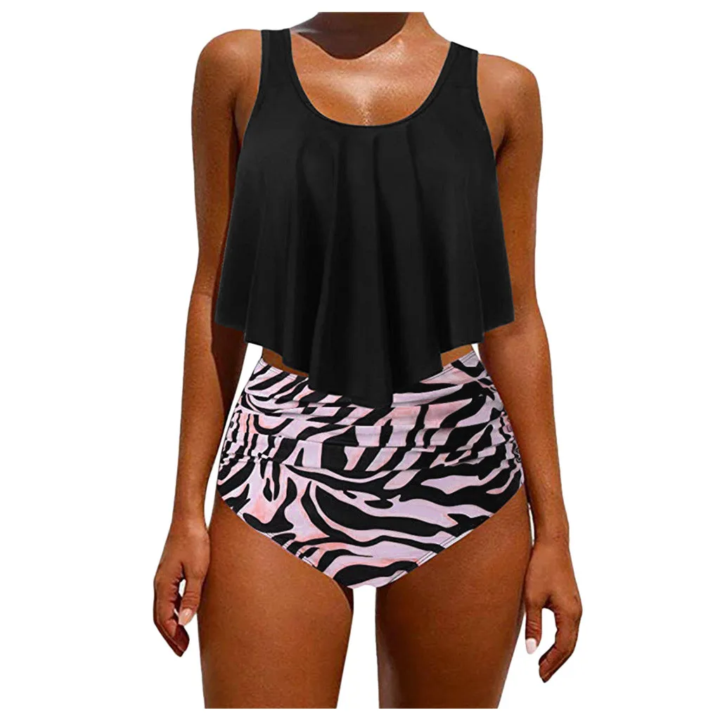 

Женские защитные брюки, женский купальный костюм из двух предметов, топ с оборками, женский купальный топ с шортами, короткий комплект, купа...