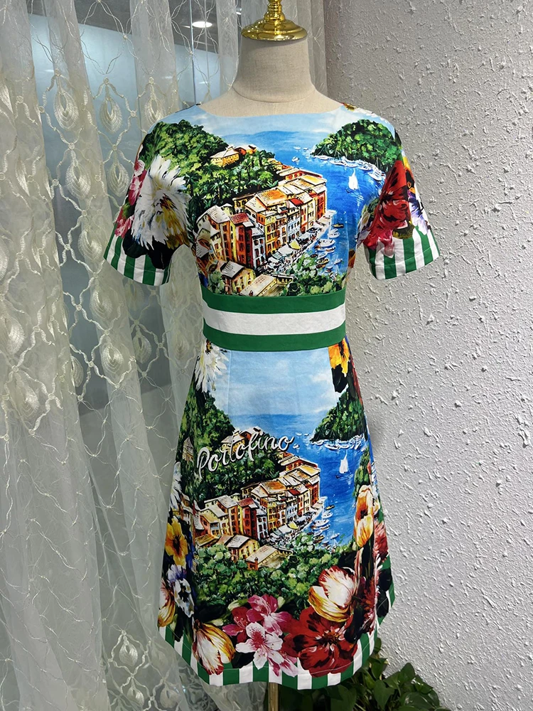 Платье Sicilian женское с круглым вырезом модное элегантное мини-платье коротким