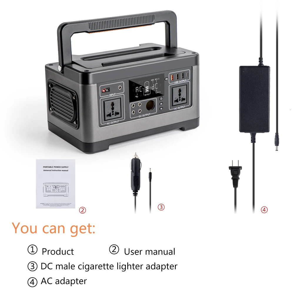 Портативная портативная зарядная станция 520 Втч литиевая батарея солнечный