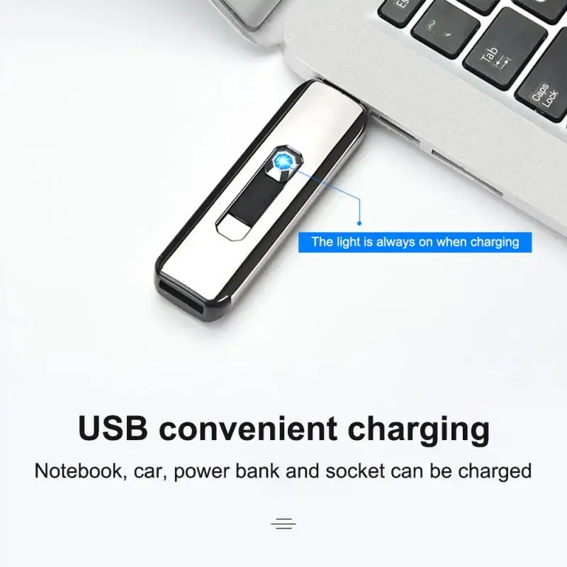 Двухсторонняя зарядная USB-зажигалка с кнопкой пуш-ап электронная ветрозащитная