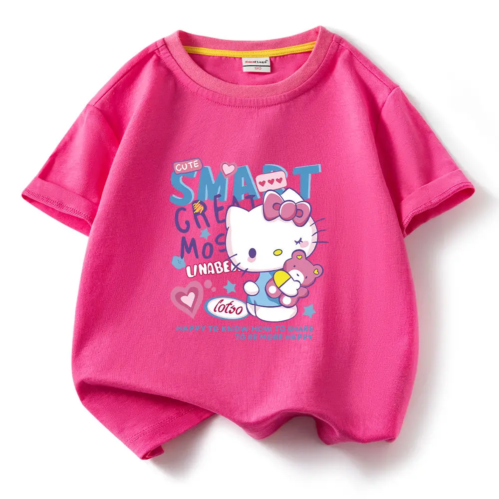Летняя Детская Футболка Kello Kitty С Милым Рисунком Аниме Брендовые Хлопковые