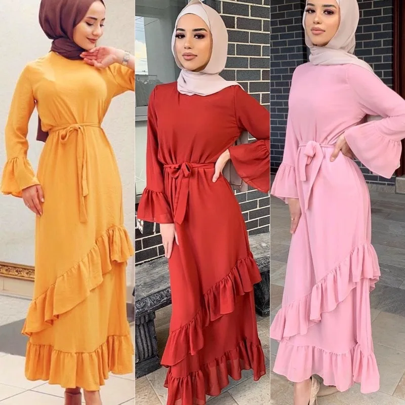 Arab Hijab Dresses For Women 2022 Maxi Dubai Muslim Turkish Ramadan Moroccan Oriental Long Dress Eid Saudi Robe Islamic Clothing