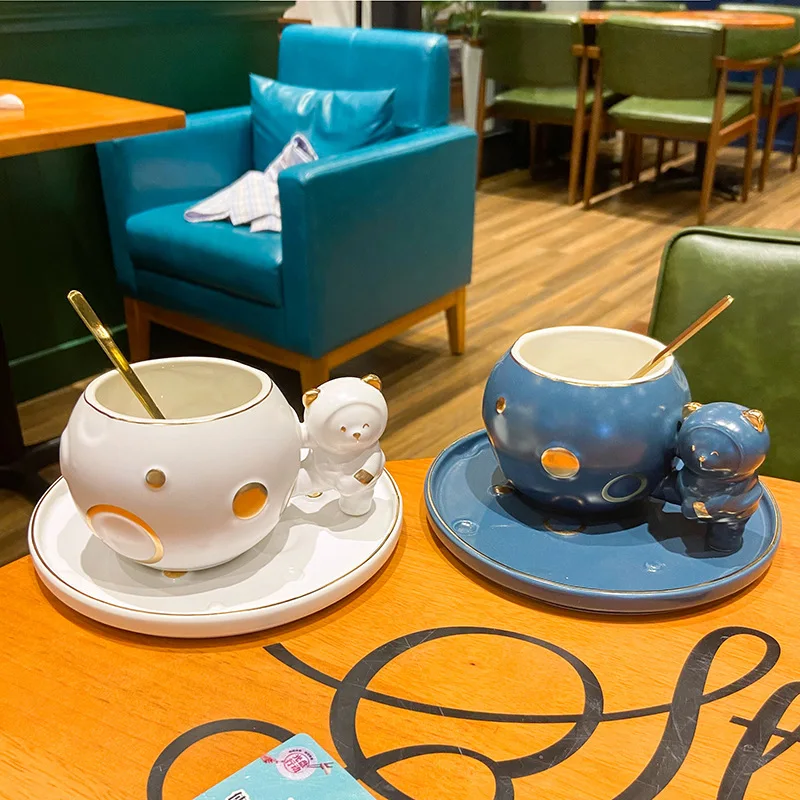 

270ml tea Cup Saucer Set Saucer Ceramic Mug Cup Saucer Coffe Tea teaware tazas de te inglesas vintage Drinkware Accessories