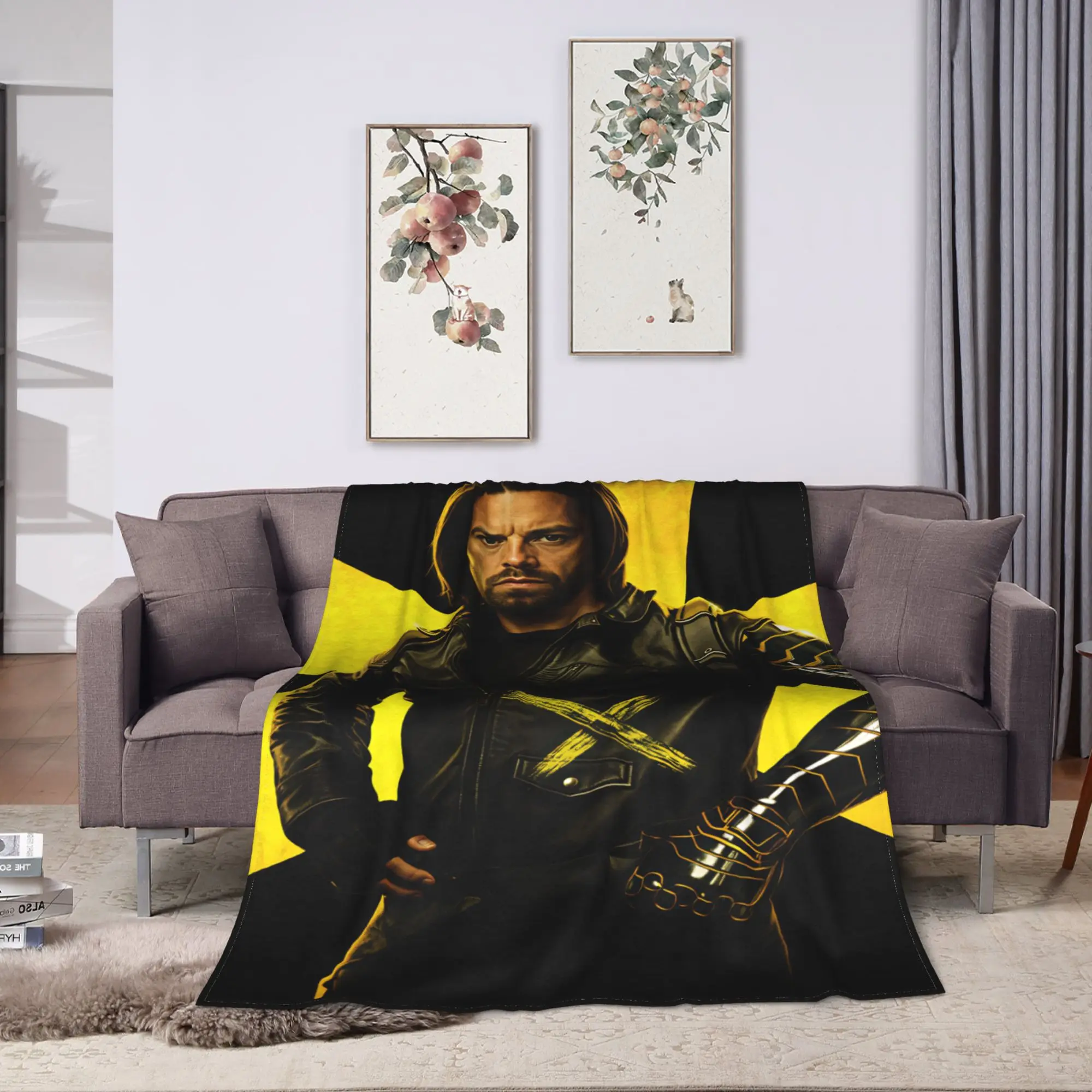 Фото Фланелевое одеяло Bucky Barnes Winter Soldier: теплое, мягкое покрывало для спальни, путешествий, дивана и кровати №2