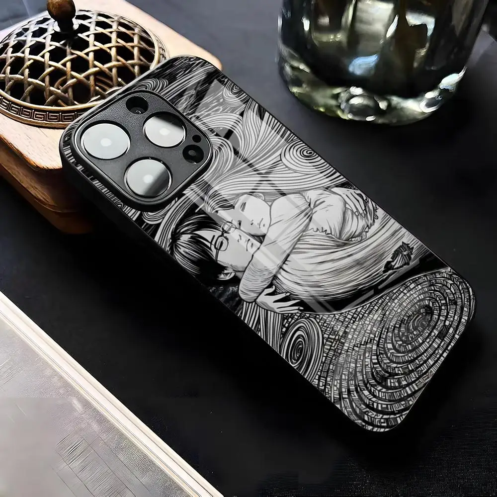 Фото Чехол для телефона I-Ito J-Junji T-Tomie для iPhone 17 Air 16 E Pro Max 15 14 13 Mini 12 Pro 11 Max Plus, черный, стеклянный №1