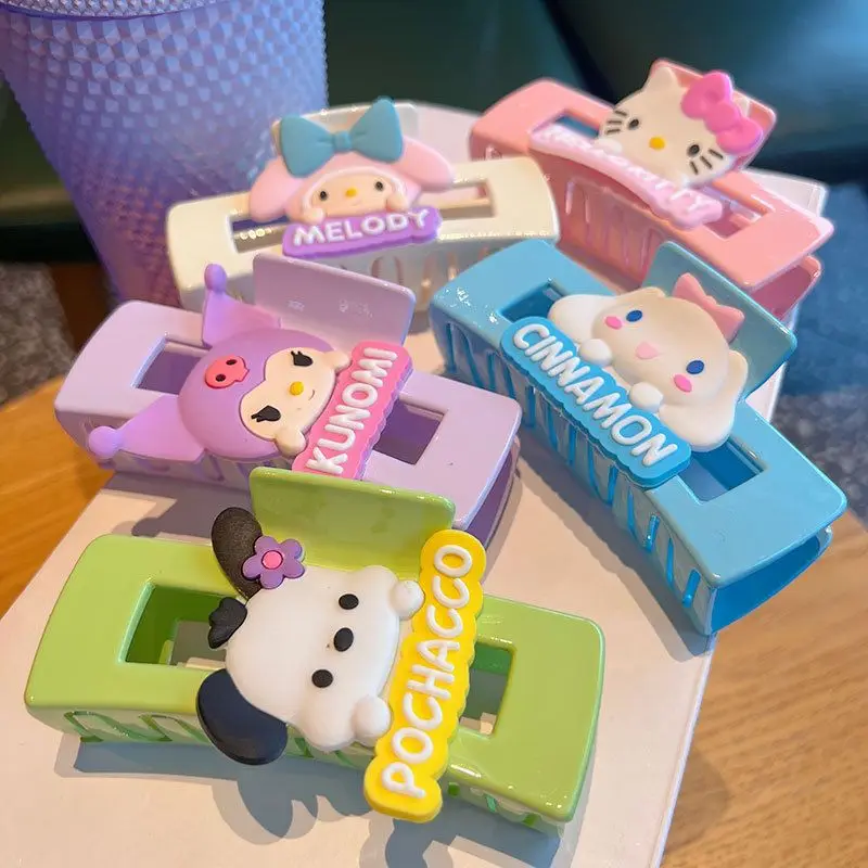 

Cartoon Cinnamorol Mymelody Kuromi Hair Clips Large Hair Claw Cross Hairclip Headband Hairpin Hair Crab Women Hair Accessories