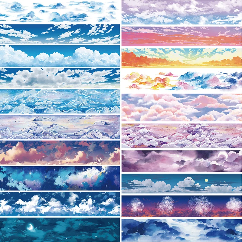 

3 Meter Roll Washi Paper Tape Sticker Star Sky Cloud Collection Landscaping Background