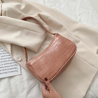 retro crocodile pattern bag women fashion pu leather bag french shoulder bag luxury design handbag lady purse