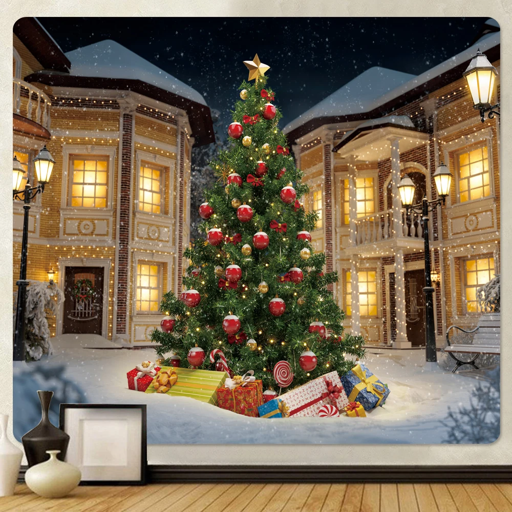 

Christmas tapestry psychedelic scene hippie Christmas tree wall hanging bedroom room decoration tapestry bed sheet wall cloth