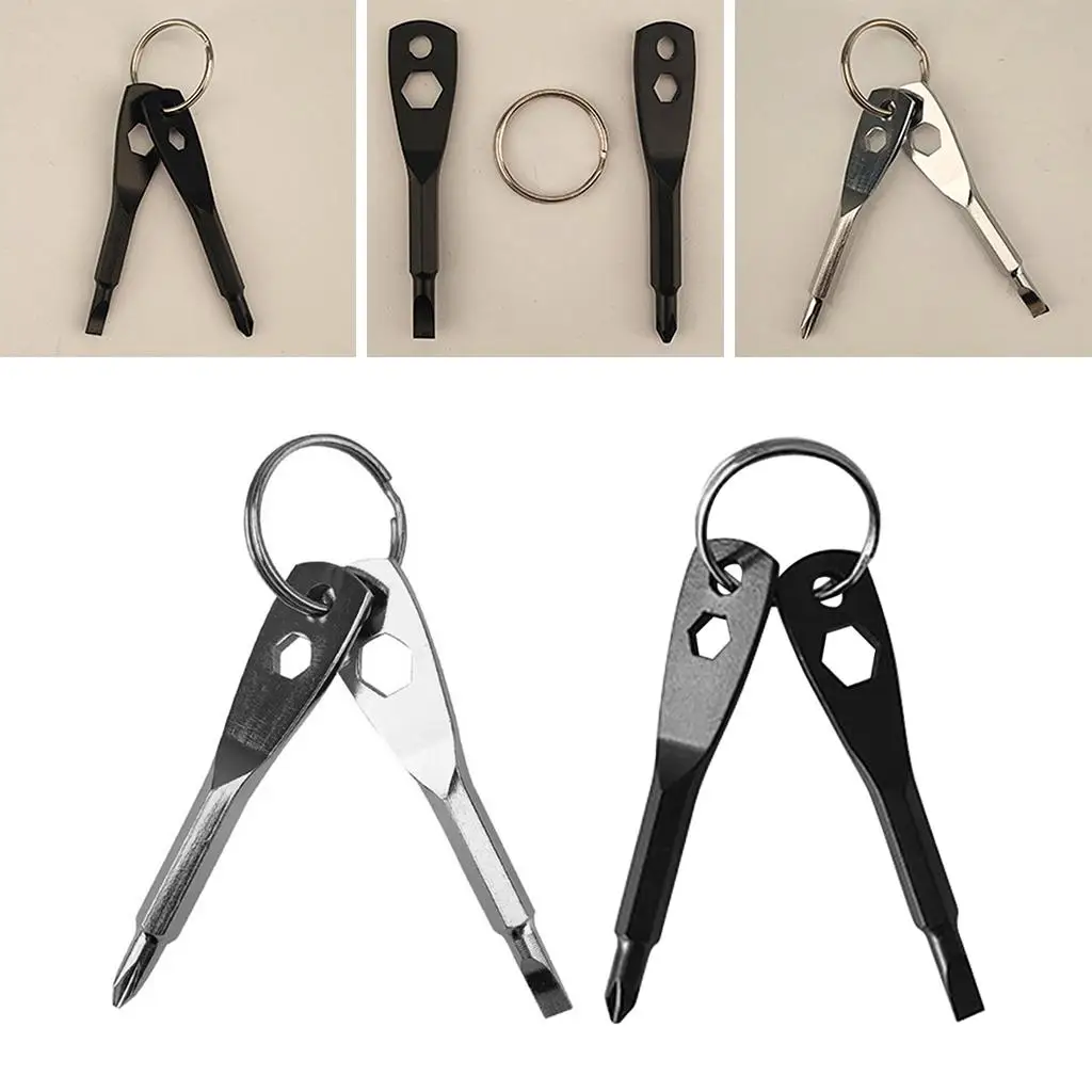 Карманная отвертка-брелок на ключи плоская и крестовая отвертка ручные