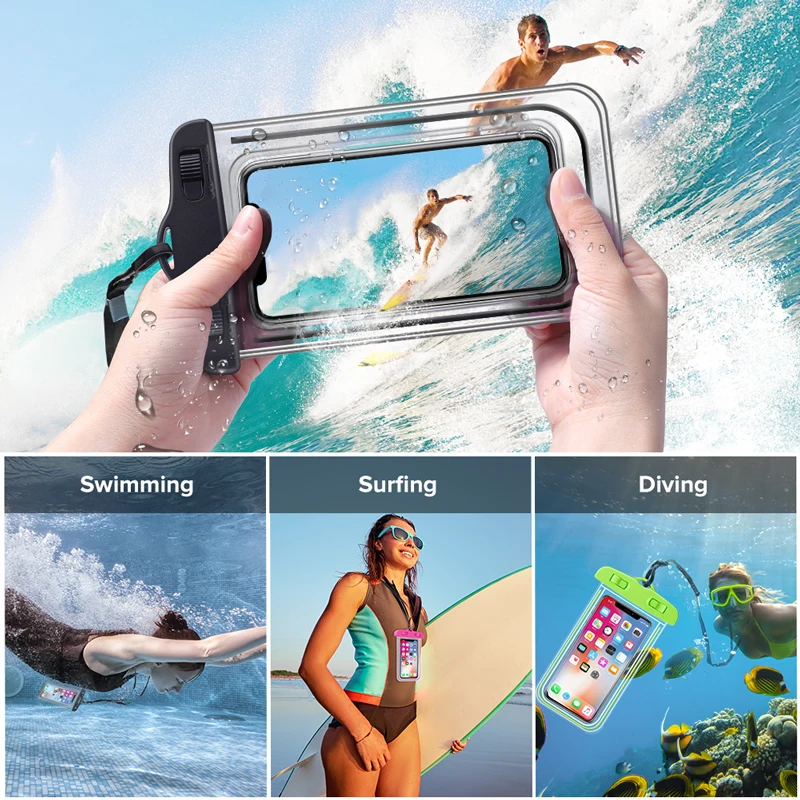 Swimming Bags Waterproof Phone Case Water proof Bag Mobile Phone Pouch PV Cover for iPhone 12 Pro Xs Max XR X 8 7 Galaxy S10 images - 6