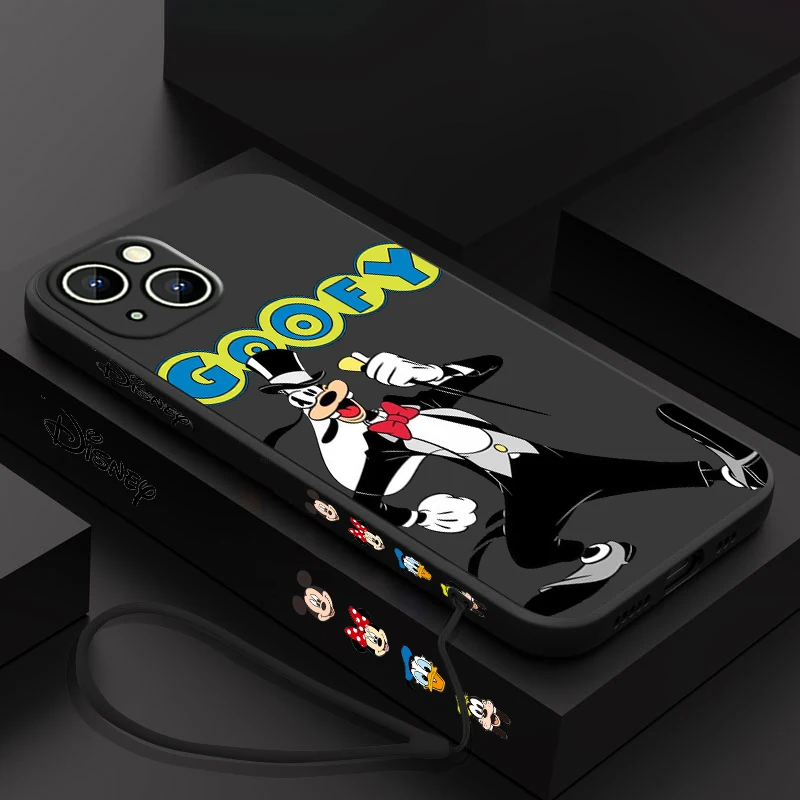 Чехол Goofy Goof для Apple iPhone 15 14 13 12 11 Pro Max Plus 8 7 SE чехол с жидкостью и левой веревкой