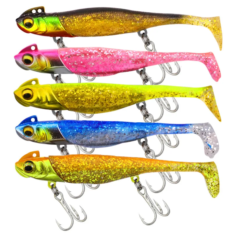 

Soft Lure Fishing Lures 19g23g30g37g Soft Bait DIY Lead Head Jig T Tail Sea Bass Lure Fishing Tackle