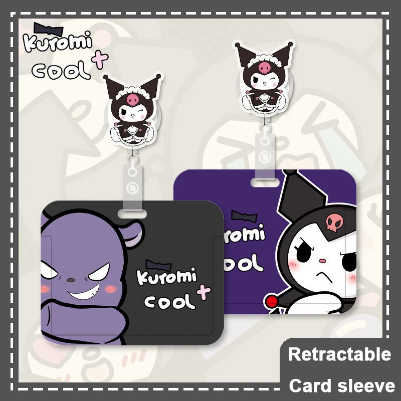 

Sanrio Kuromi Cartoon Card Sleeve Kawaii Cute Pendant Kawaii Beauty Work Permit Badge Student Bus Card Cover Keychain Toy Girls
