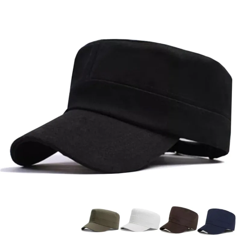 

1PC Fashion Unisex Adjustable Classic Style Plain Flat Vintage Army Hat Cadet Military Patrol Cap