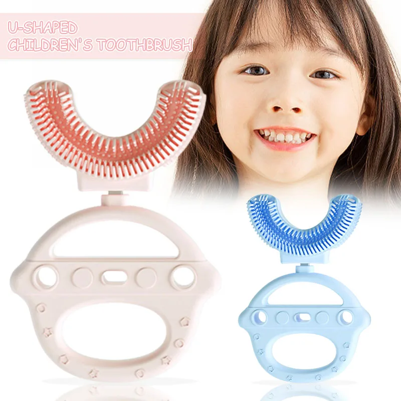 

Manual U Shaped Toothbrush Soft Silicone Brush Head 360° Oral Teeth Cleaning for Toddlers Kids U Shaped Toothbrush MU8669