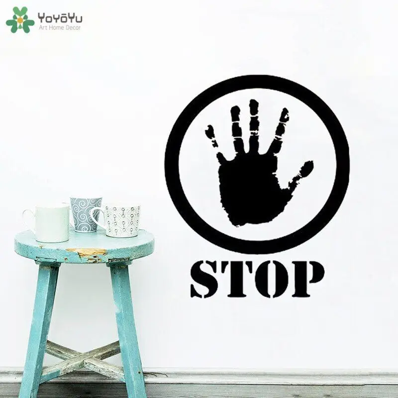 

Wall Decal Stop Sign Pattern Wall Sticker Stamp Hand Vinyl Art Decor Interior Accessories Window Removable Decals SY736