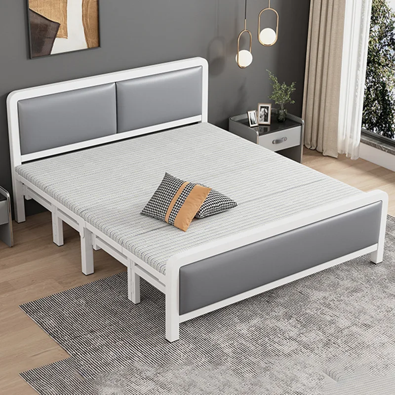 

Nordic Double Foldable Bed Modern Metal Cheap Floor King Size Bed Frame Multifunctional Space Saving Camas Outdoor Furnitures