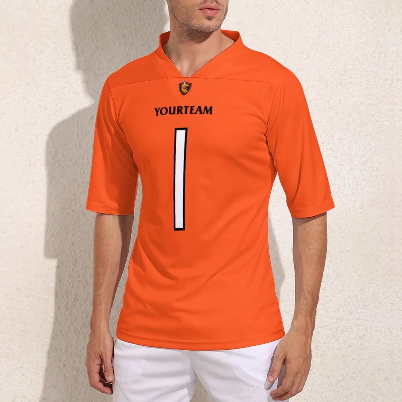 

Customized Cincinnati No 1 Orange Football Jerseys For Men Stylish Rugby Jersey Personalized Workout Rugby Shirts