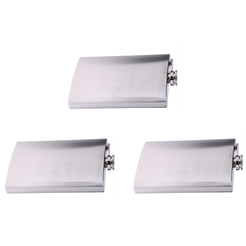 

New 3X Whiskey Pocket 10Oz Hip Flask Liquor Alcohol With Stainless Steel Screw Cap