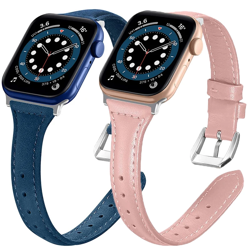 

Ремешок из натуральной кожи для Apple Watch 7 8 45 мм 41 мм 38 мм 42 мм, тонкий браслет для iWatch Band Ultra 49 мм 44 мм SE 6 5 4 3 2