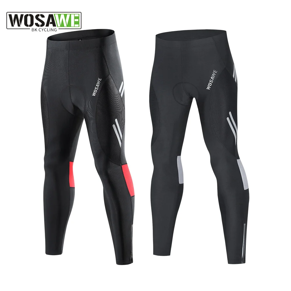 

WOSAWE Men's Cycling Pants Breathable Quick-drying Stretch Padded Bicycle tights Silicone Cushioned Outdoor Sports Trouser Black